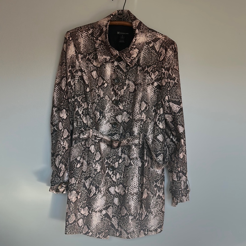 Inc Python Print Trench Coat Large - image 1